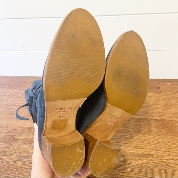 Matta NY | Florentia Italian Blue Suede/ Leather Ankle Boot Size 37 1/2- US 7.5 - Picture 6 of 12